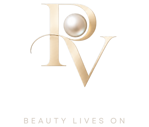 Pearl Vault gold and white brand logo